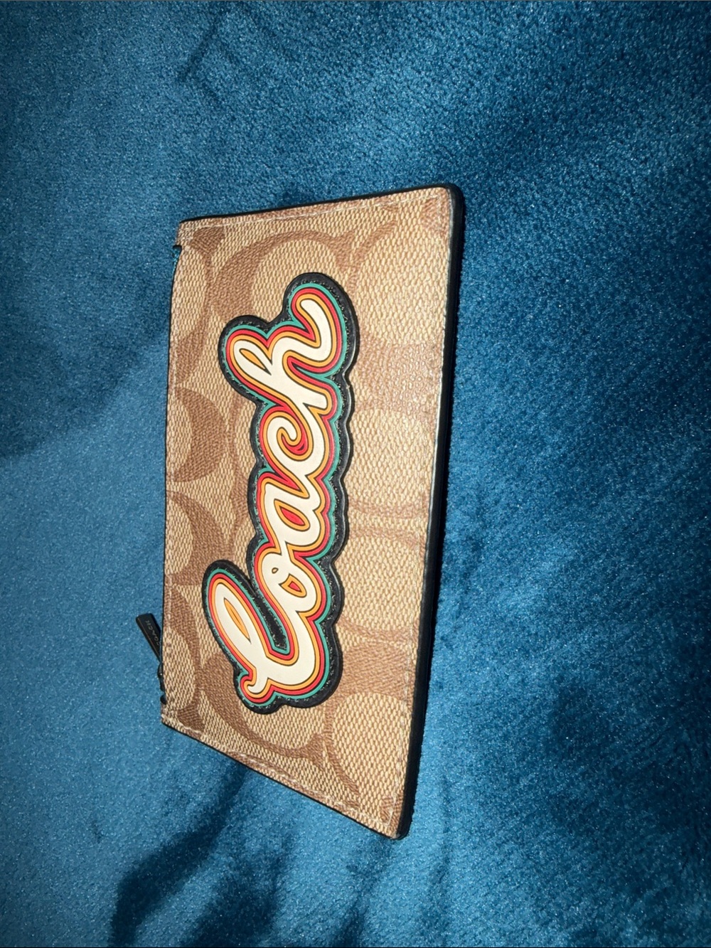 Coach Brown and Black Signature Card Holder